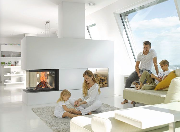 Wohnraum mit Kaminofen Schiedel Inspirationsbild